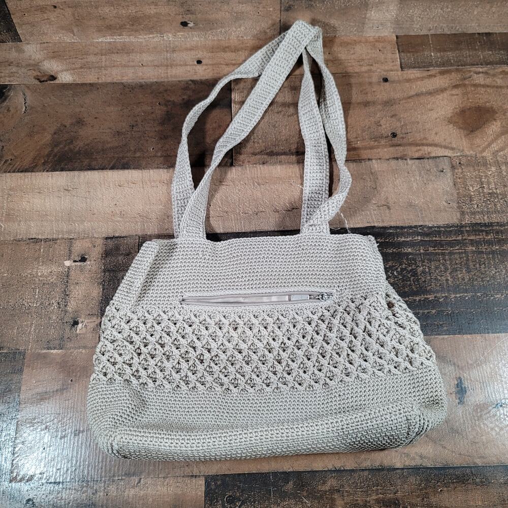Worthington Crochet Taupe Double Handle Shoulder Bag